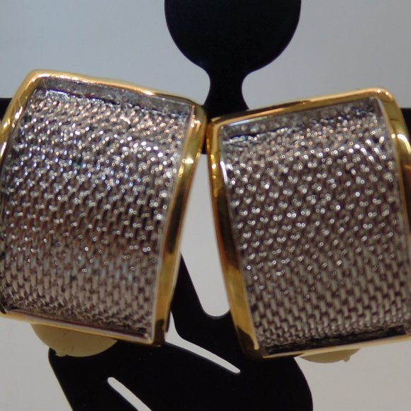 Vintage, Gold & Silvertone  Clip On Earrings by Premier USA. - Picture 11 of 12
